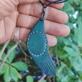 Bohemian Unique Handcrafted Genuine Vegetal Leather Necklace with Black Agate Stone-Lifestyle Unique Gift Unisex Fashion Leather Jewelry