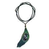 Bohemian Unique Handcrafted Genuine Vegetal Leather Necklace with Black Agate Stone-Lifestyle Unique Gift Unisex Fashion Leather Jewelry