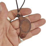 Bohemian Unique  Handcrafted Vegetal Brown Leather Necklace with Green Agate Stone-Lifestyle Unique Gift Unisex Fashion Leather Jewelry