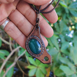Bohemian Unique  Handcrafted Vegetal Brown Leather Necklace with Green Agate Stone-Lifestyle Unique Gift Unisex Fashion Leather Jewelry