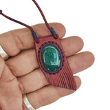 Bohemian Unique Handcrafted Vegetal Brown Leather Necklace with Green Agate Stone-Lifestyle Unique Gift Unisex Fashion Leather Jewelry