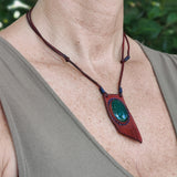 Bohemian Unique Handcrafted Vegetal Brown Leather Necklace with Green Agate Stone-Lifestyle Unique Gift Unisex Fashion Leather Jewelry