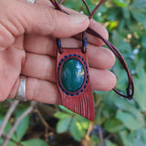 Bohemian Unique Handcrafted Vegetal Brown Leather Necklace with Green Agate Stone-Lifestyle Unique Gift Unisex Fashion Leather Jewelry