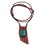 Bohemian Unique Handcrafted Vegetal Brown Leather Necklace with Green Agate Stone-Lifestyle Unique Gift Unisex Fashion Leather Jewelry