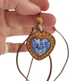 Unique Handcrafted Vegetal Brown Leather Necklace with Blue Spot Jasper Stone-Lifestyle Unique Gift Unisex Fashion  Jewelry