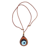 Unique Bohemian Handcrafted Brown Vegetal Leather Necklace with Evil Eye Pendant-Unique Lifestyle Gift Unisex Fashion Jewelry