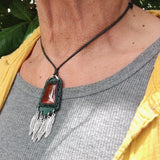 Bohemian Handcrafted Genuine Vegetal Leather Necklace with Red Agate Stone-Unique Lifestyle Gift Unisex Fashion Jewelry