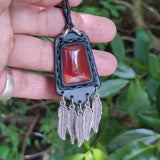 Bohemian Handcrafted Genuine Vegetal Leather Necklace with Red Agate Stone-Unique Lifestyle Gift Unisex Fashion Jewelry