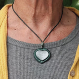 Boho Handcrafted Genuine Vegetal Green Leather Necklace with White Stone-Unique Unisex Gift Fashion Jewelry