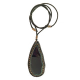 Bohemian Handcrafted Genuine Vegetal Green Leather Necklace with Black Agate Stone-Lifestyle Unique Gift Unisex Fashion Leather Jewelry