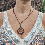 Boho Handcrafted Genuine Leather Necklace with Orange Agate Stone-Unique Quality Gift Unisex Fashion Leather Jewelry