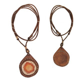 Boho Handcrafted Genuine Leather Necklace with Orange Agate Stone-Unique Quality Gift Unisex Fashion Leather Jewelry