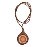 Boho Handcrafted Genuine Leather Necklace with Orange Agate Stone-Unique Quality Gift Unisex Fashion Leather Jewelry