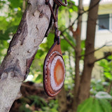 Boho Handcrafted Genuine Leather Necklace with Orange Agate Stone-Unique Quality Gift Unisex Fashion Leather Jewelry