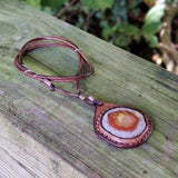 Boho Handcrafted Genuine Leather Necklace with Orange Agate Stone-Unique Quality Gift Unisex Fashion Leather Jewelry