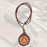 Boho Handcrafted Genuine Leather Necklace with Orange Agate Stone-Unique Quality Gift Unisex Fashion Leather Jewelry