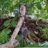 Boho Handcrafted Genuine Vegetal Leather Necklace with Gray and Black Agate Stone-Unique Unisex Gift Fashion Jewelry