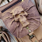 Handcrafted Vegetal Brown Leather Multifunctional  Drop Leg Bag–Waist Fanny Pack With Embossed Skull Design-Gift Lifestyle Bag.