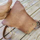 Handcrafted Vegetal Brown Leather Multifunctional  Drop Leg Bag–Waist Fanny Pack With Embossed Skull Design-Gift Lifestyle Bag.