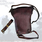 Handcrafted Vegetal Leather Multifunctional Maroon Drop Leg Bag–Waist Fanny Pack With Embossed Skull Design-Gift Lifestyle Bag