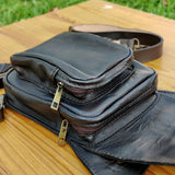 MADE TO ORDER-Handcrafted Vegetal Leather Multifunctional Black Color Drop Leg Bag with Embosed Skull Design–Riders Travel Waist Fanny Pack