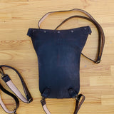 MADE TO ORDER-Handcrafted Vegetal Leather Multifunctional Black Color Drop Leg Bag with Embosed Skull Design–Riders Travel Waist Fanny Pack