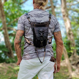 MADE TO ORDER-Handcrafted Vegetal Leather Multifunctional Black Color Drop Leg Bag with Embosed Skull Design–Riders Travel Waist Fanny Pack