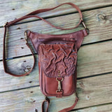 MADE TO ORDER-Handcrafted Leather Multifunctional Drop Leg Bag–Waist Fanny Pack With Wave-Gift Leather Lifestyle Cross body-Back Pack Bag
