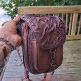 MADE TO ORDER-Handcrafted Leather Multifunctional Drop Leg Bag–Waist Fanny Pack With Wave-Gift Leather Lifestyle Cross body-Back Pack Bag
