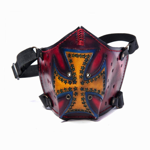 Hand Painted Vegetan Leather Bikers Mask Biker Mask The Ottoman Collection  (1912376721462)