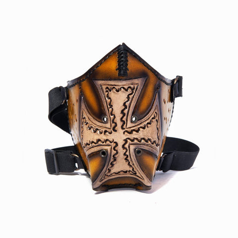Hand Painted Vegetan Leather Bikers Mask Biker Mask Balance Headwear  (1912376590390)