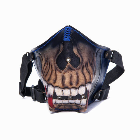 Hand Painted Vegetan Leather Bikers Mask Biker Mask The Ottoman Collection  (1912375738422)