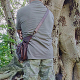 MADE TO ORDER Handcrafted Genuine Vegetal Leather Dark Brown Skull Drop Leg Bag–Skull Design Backpack–Gift Hip Rider-Cross Body Bag