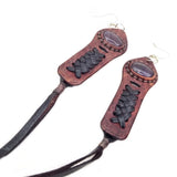 Boho Leather Earring with Brown Agate Stone Setting (4431495594038)