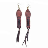 Boho Leather Earring with Amethyst Stone Setting (4431517974582)