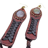 Boho Leather Earring with Amethyst Stone Setting (4431517974582)