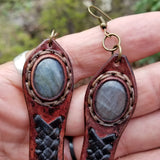 Boho Leather Earring with Amethyst Stone Setting (4431517974582)