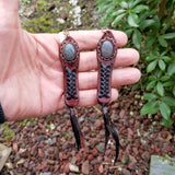 Boho Leather Earring with Amethyst Stone Setting (4431517974582)