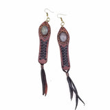 Boho Leather Earring with Amethyst Stone Setting (4431517974582)