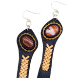 Boho Leather Earring with Brown Agate Stone Setting (4431553757238)