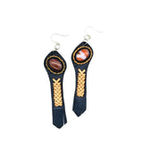 Boho Leather Earring with Brown Agate Stone Setting (4431553757238)