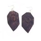 Boho Leather Earring with Turquoise Stone Setting (4431572598838)