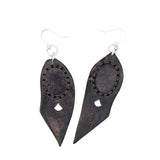 Boho Leather Earring with Brown Agate Stone Setting (4431579545654)