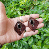 Boho Leather Earing with Onyx Setting (4436964769846)