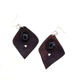 Boho Leather Earing with Onyx Setting (4436964769846)