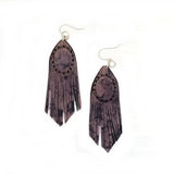 Boho Leather Earring with Red Agate Stone (4436968669238)