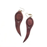 Boho Leather Earring with Amethyst Stone Setting (4436973158454)