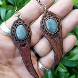 Boho Leather Earring with Amethyst Stone Setting (4436973158454)