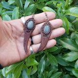 Boho Leather Earring with Amethyst Stone Setting (4436973158454)