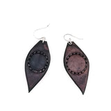 Boho Leather Earring with Turquoise Stone Setting (4436975747126)